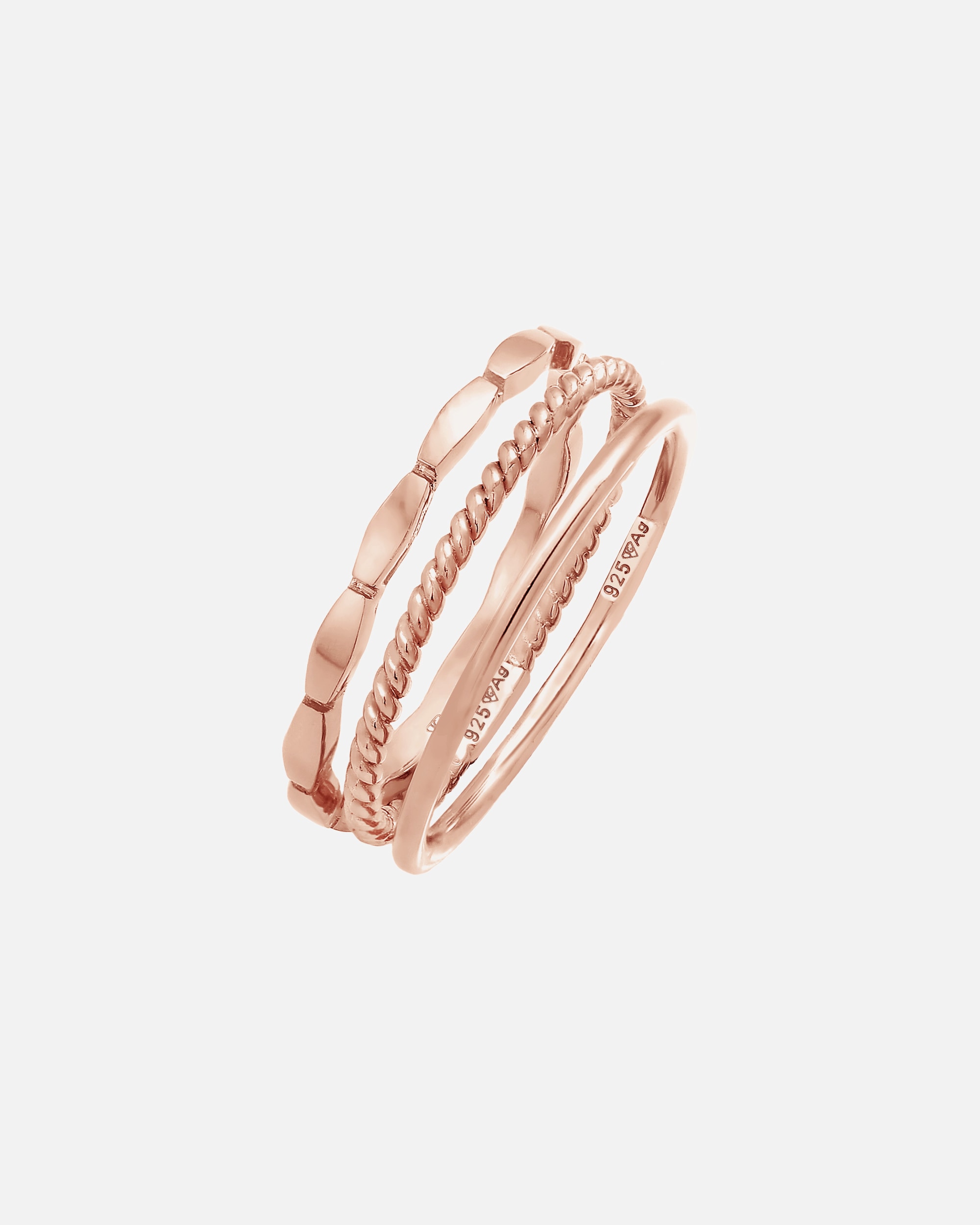 Pierścionek dla Kobieta Elli Damska obrączka do łączenia Stacking Trio Basic Minimal ponadczasowa Bloger w srebrze 925 Sterling Silver 56