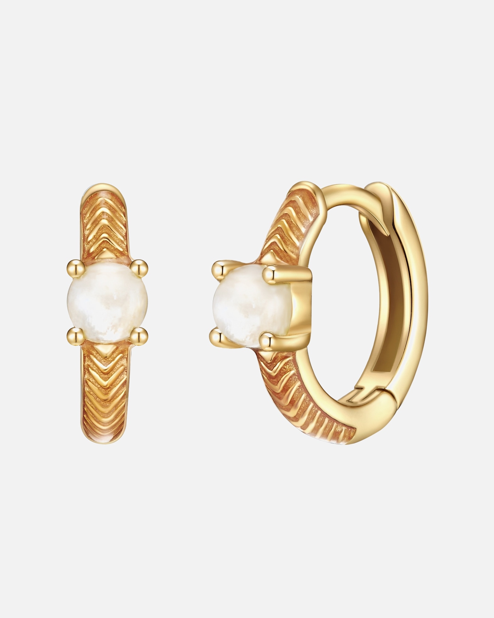 Obrączki dla Kobieta Srebrne kolczyki kreole srebro wysokiej próby Kamień księżycowy żółte złoto 11,3 mm