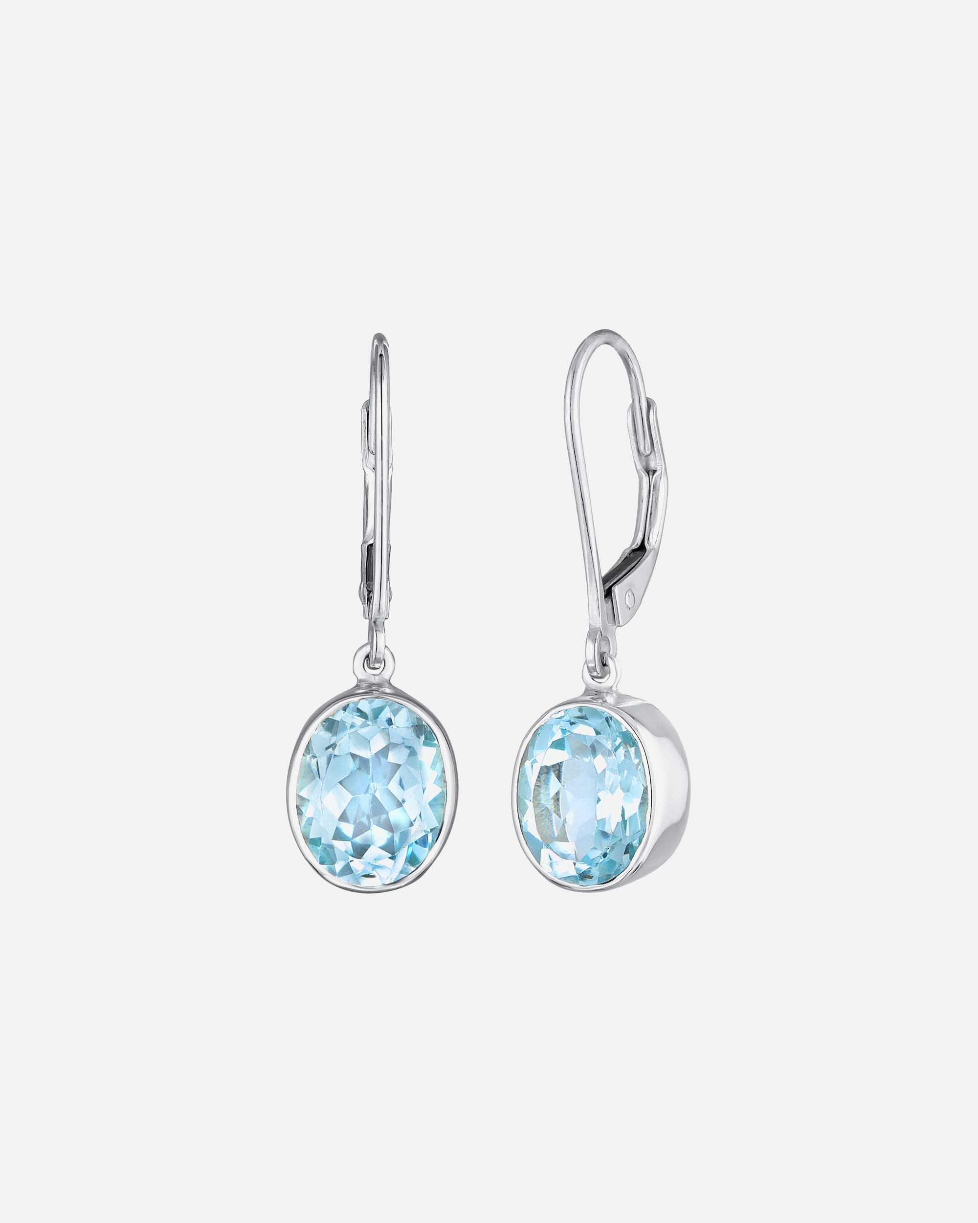 Kolczyki dla Kobieta Elli PREMIUM Damskie kolczyki pasjans okrągły z topazem ze srebra 925 Sterling Silver Jasnoniebieski