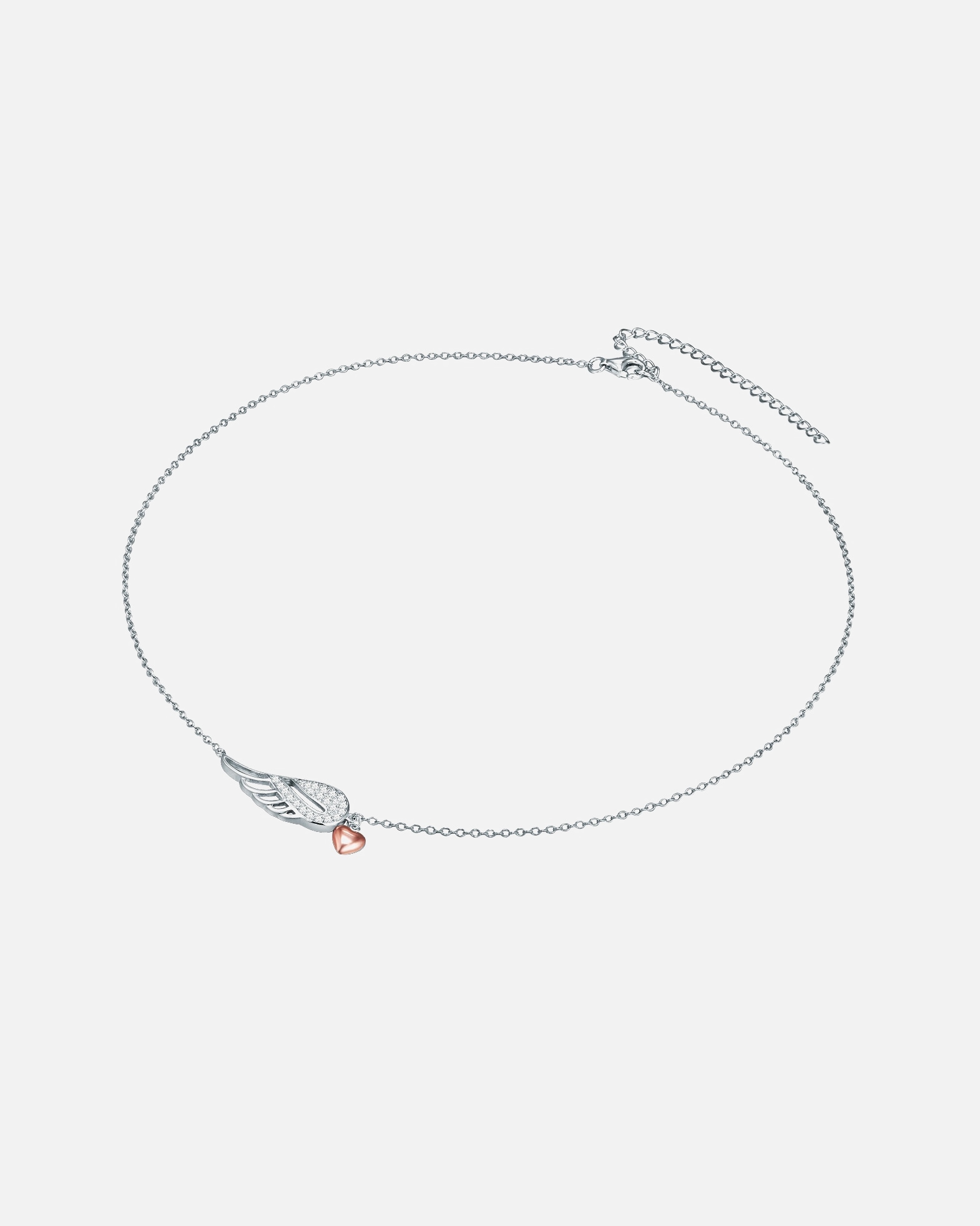 Naszyjnik dla Kobieta Rafaela Donata Naszyjnik srebrny Serce/skrzydło srebro wysokiej próby Cyrkonia srebro/różowe złoto 42,0 cm Basiskette + 7,0 cm Verlängerung