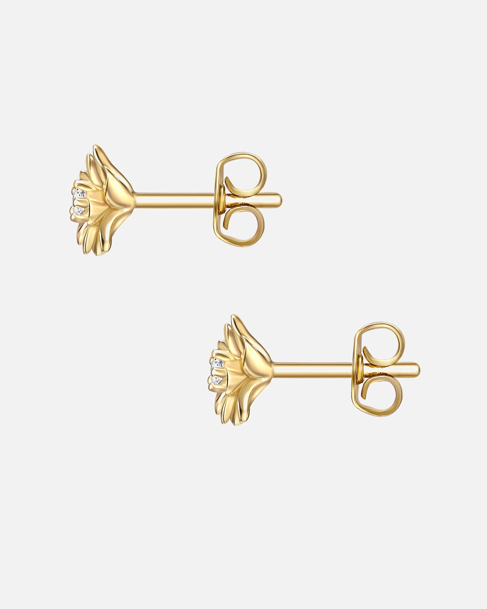 Kolczyki dla Kobieta Glanzstücke München Srebrne kolczyki sztyfty Kwiat srebro wysokiej próby Cyrkonia żółte złoto 7,3 mm