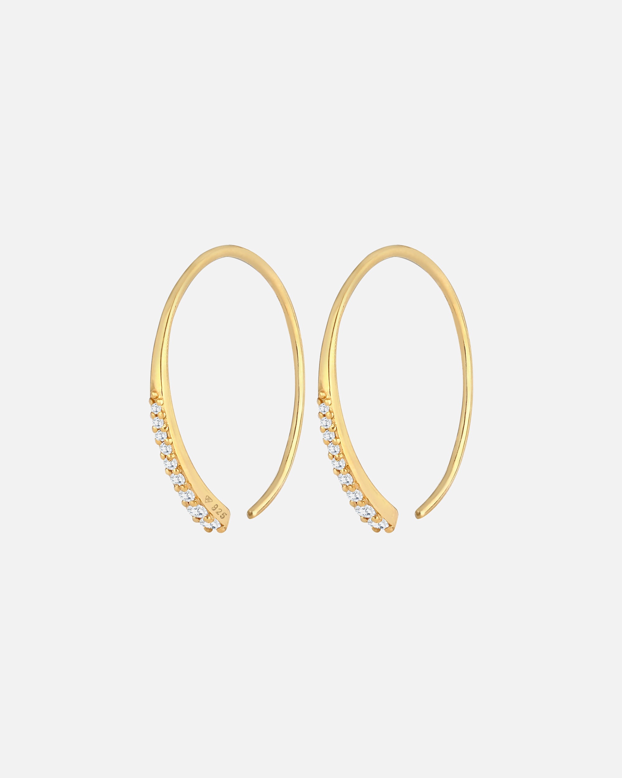 Kolczyki dla Kobieta Elli Damskie kreole Basic Ponadczasowy Trend z kryształami cyrkonii w pozłacanym srebrze 925 Sterling Silver goldfarben