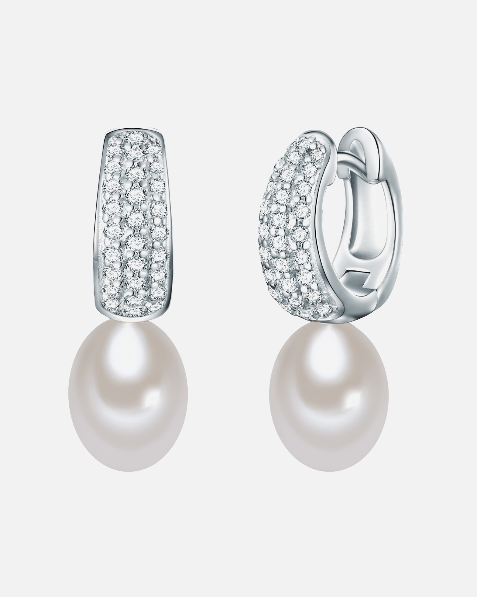 Kolczyki dla Kobieta Srebro wysokiej pr óby Cyrkonia Perła hodowlana słodkowodna 22,7 mm