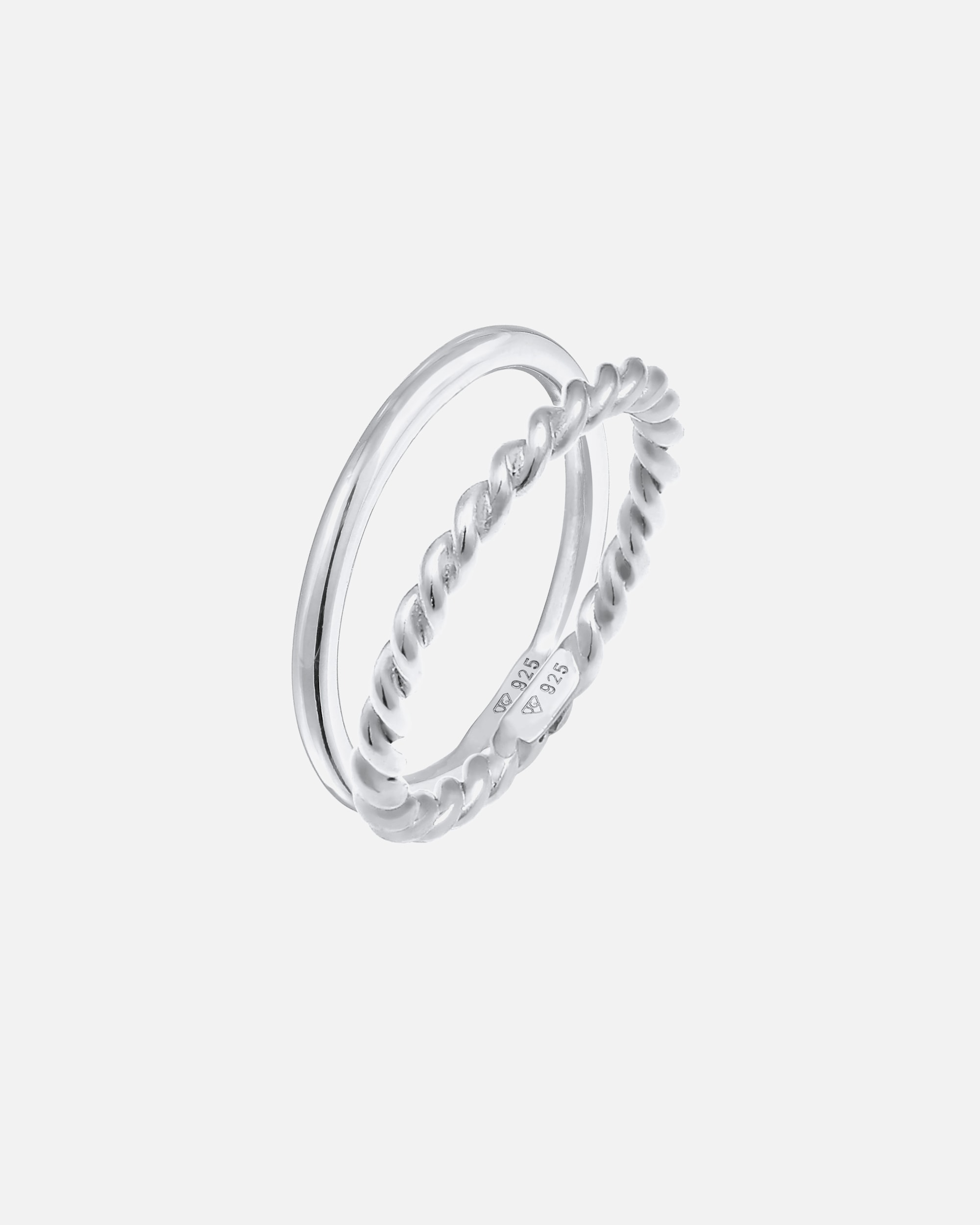 Pierścionek dla Kobieta Elli Damski zestaw 2 częściowy Twisted Basic ze srebra próby 925 Sterling Silver 54