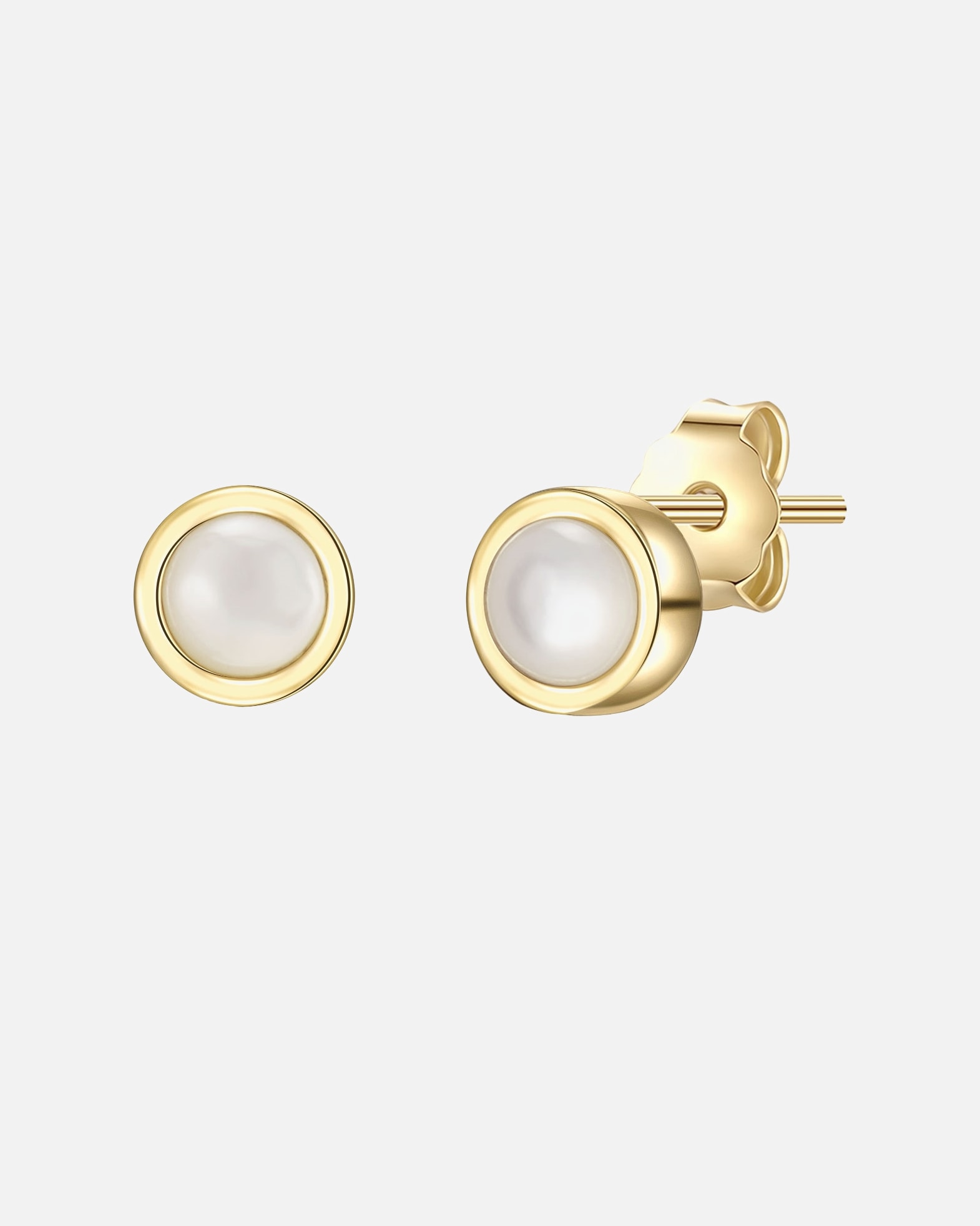 Kolczyki dla Kobieta Srebrne kolczyki sztyfty srebro wysokiej próby Masa perłowa żółte złoto 4,9 mm