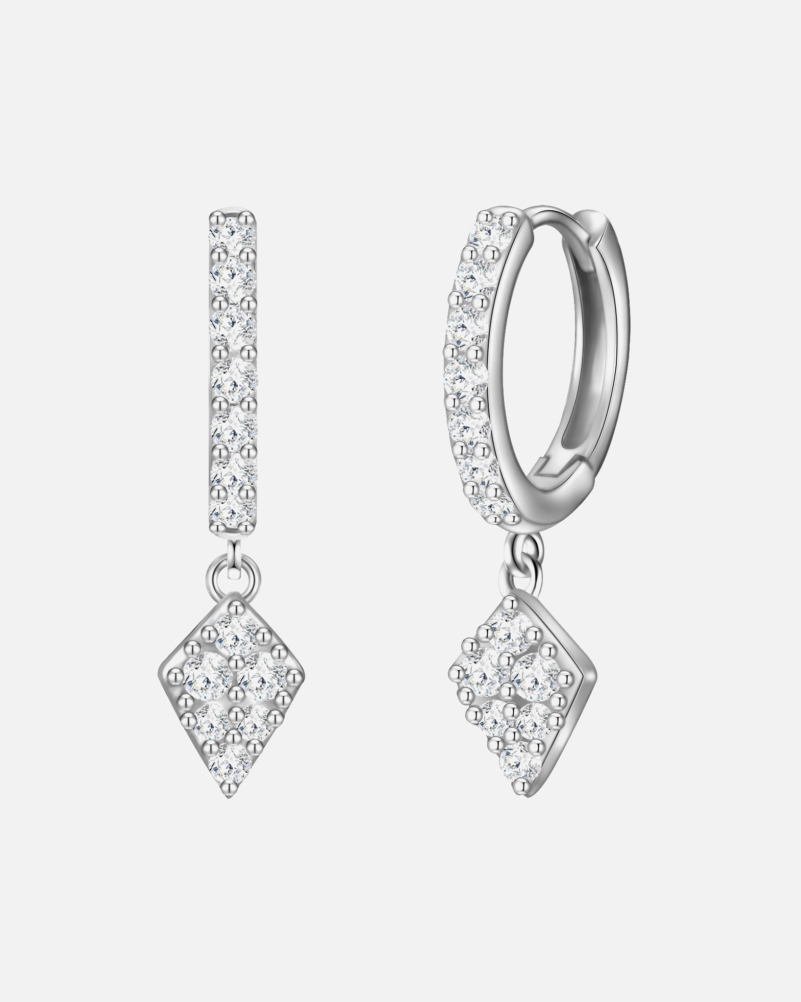 Obrączki dla Kobieta Kolczyki Romb z Srebro wysokiej próby w Srebrny 8,5 mm