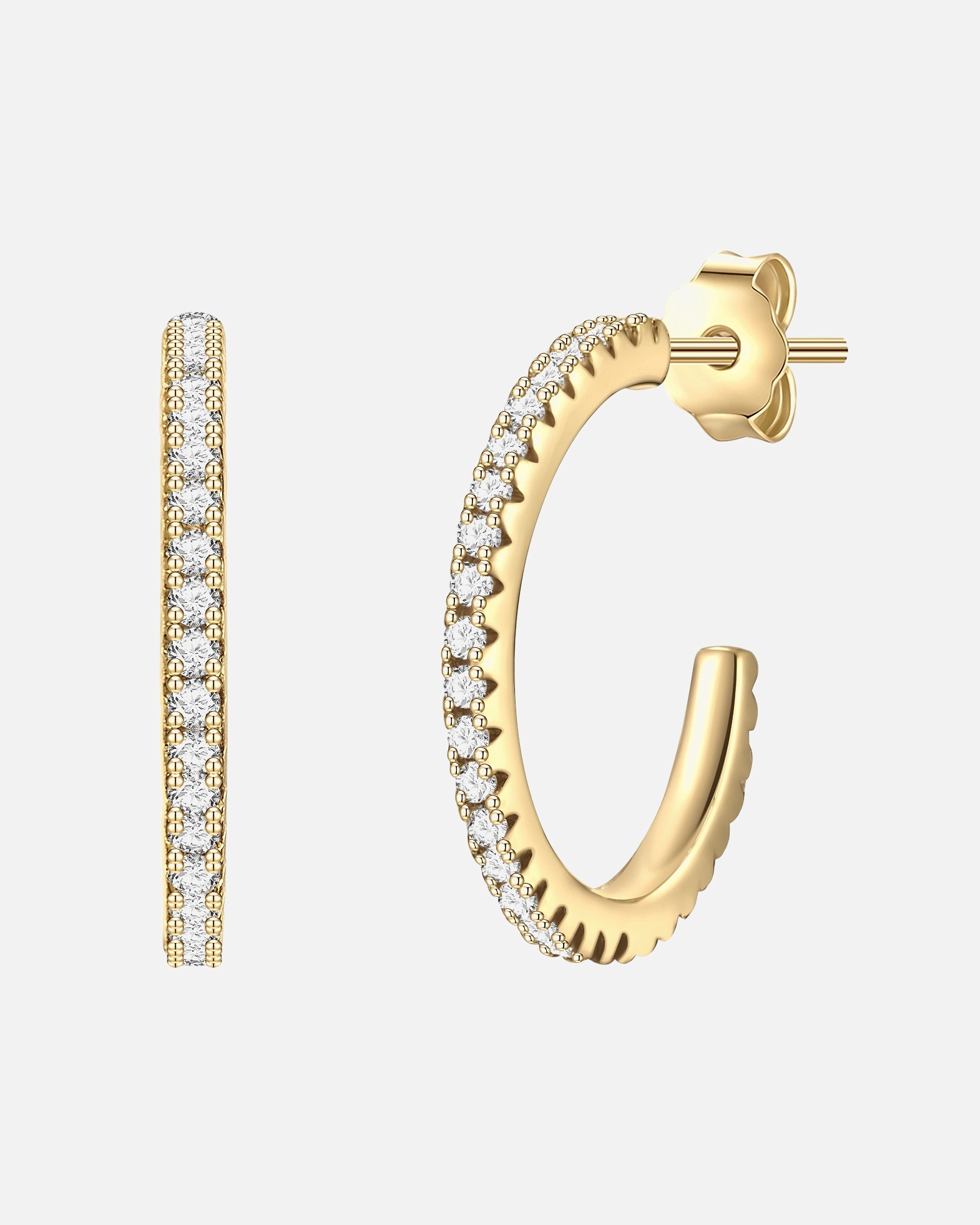 Obrączki dla Kobieta Srebrne kolczyki kreole srebro wysokiej próby Cyrkonia żółte złoto 15,6 mm