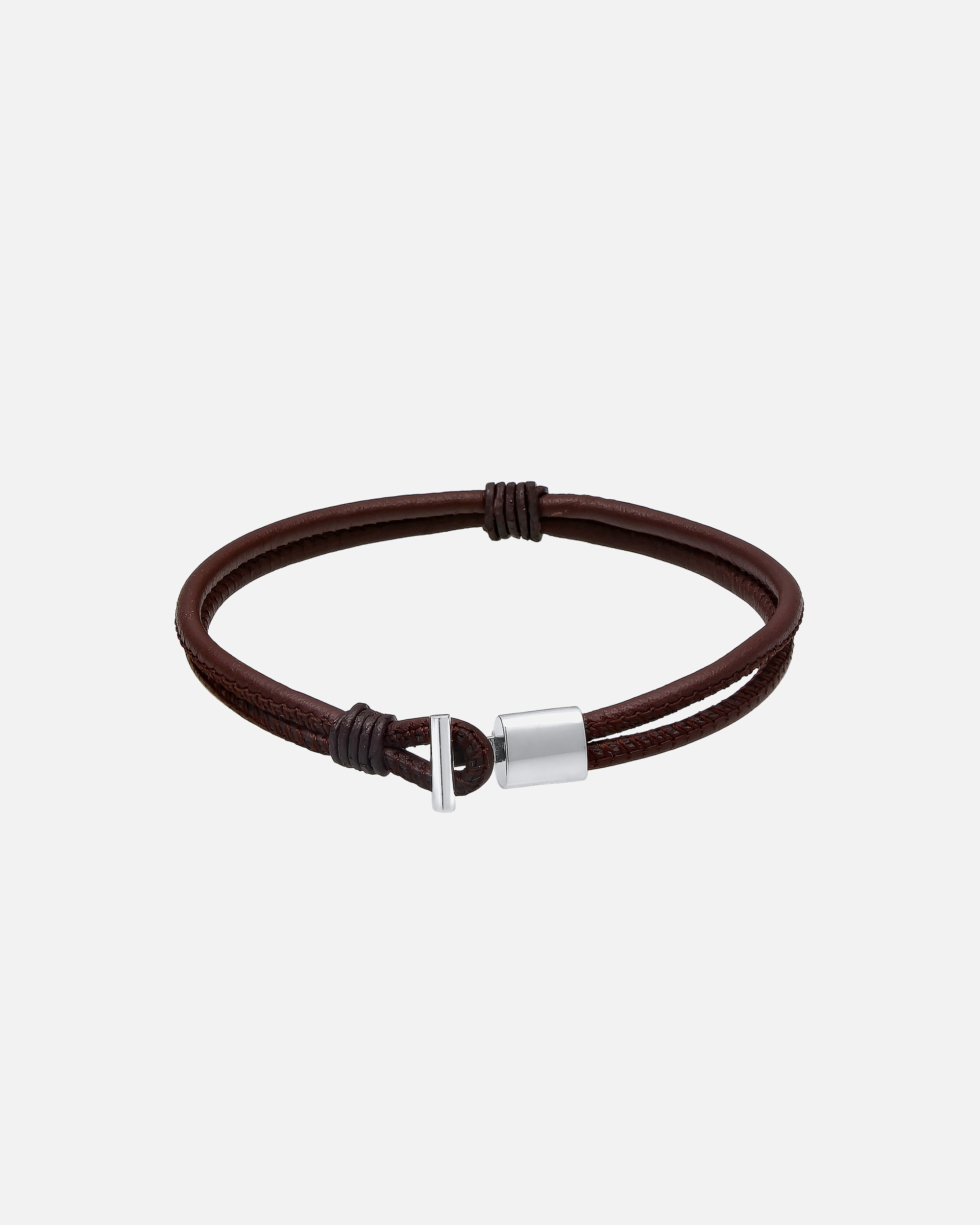Bransoletka dla Mężczyzna KUZZOI Męski bransoletka ze skóry czarne w srebrze 925 Sterling Silver 19