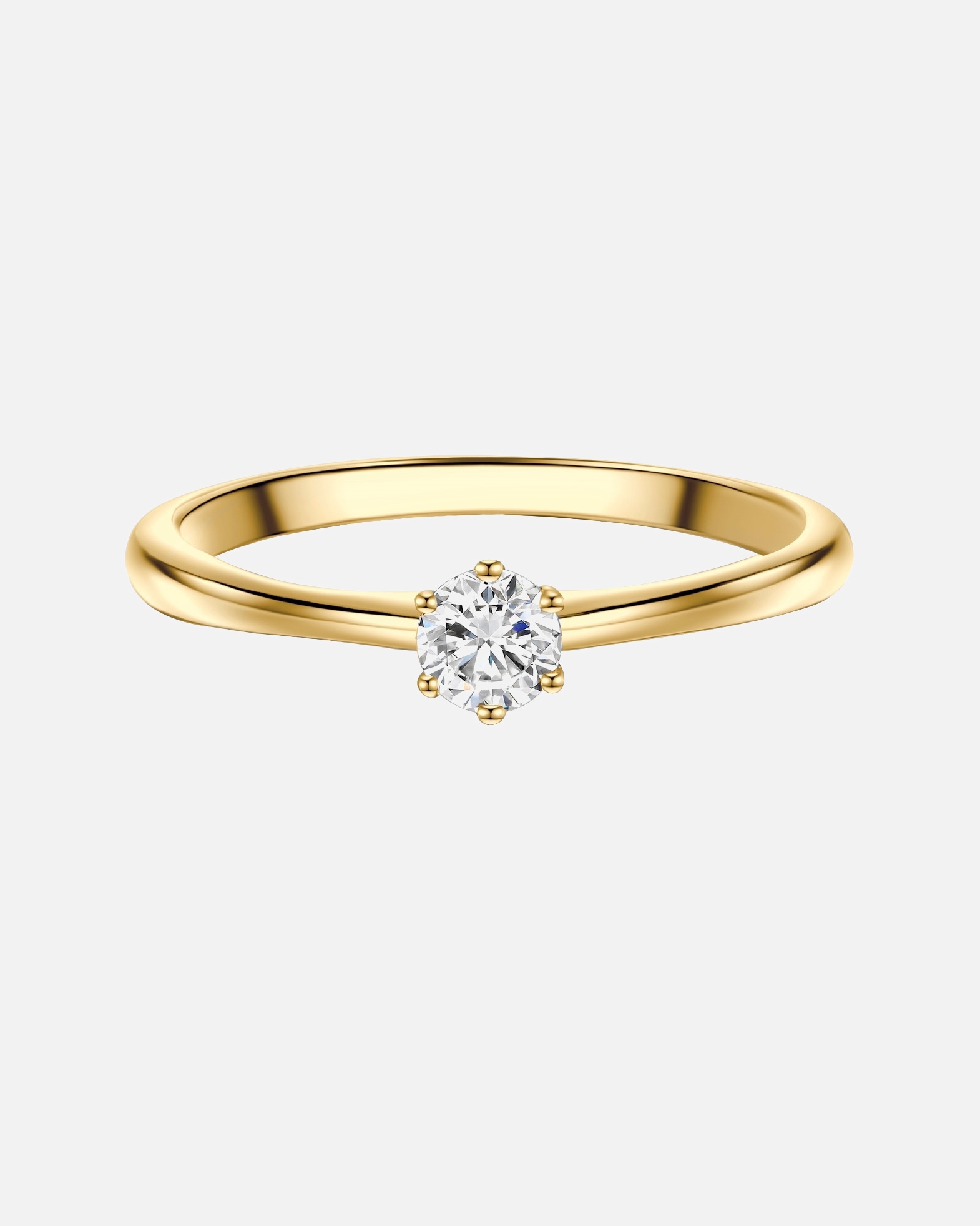 Pierścionek dla Kobieta Trilani Pierscionek Solitaire aus Sterling Silber in Gelbgold mit Zirkonia 54