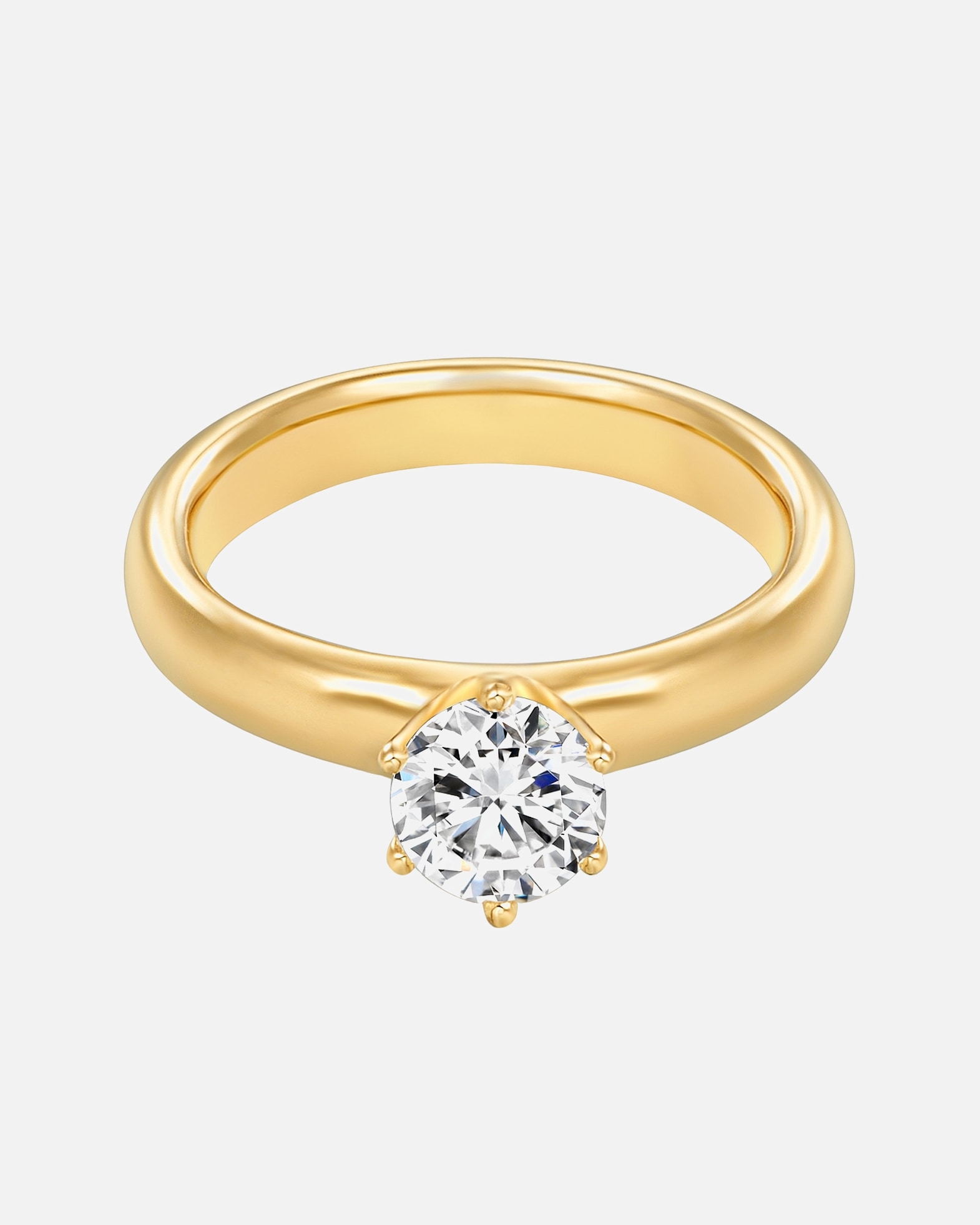 Pierścionek dla Kobieta Srebrny pierścionek srebro wysokiej próby Cyrkonia żółte złoto 48