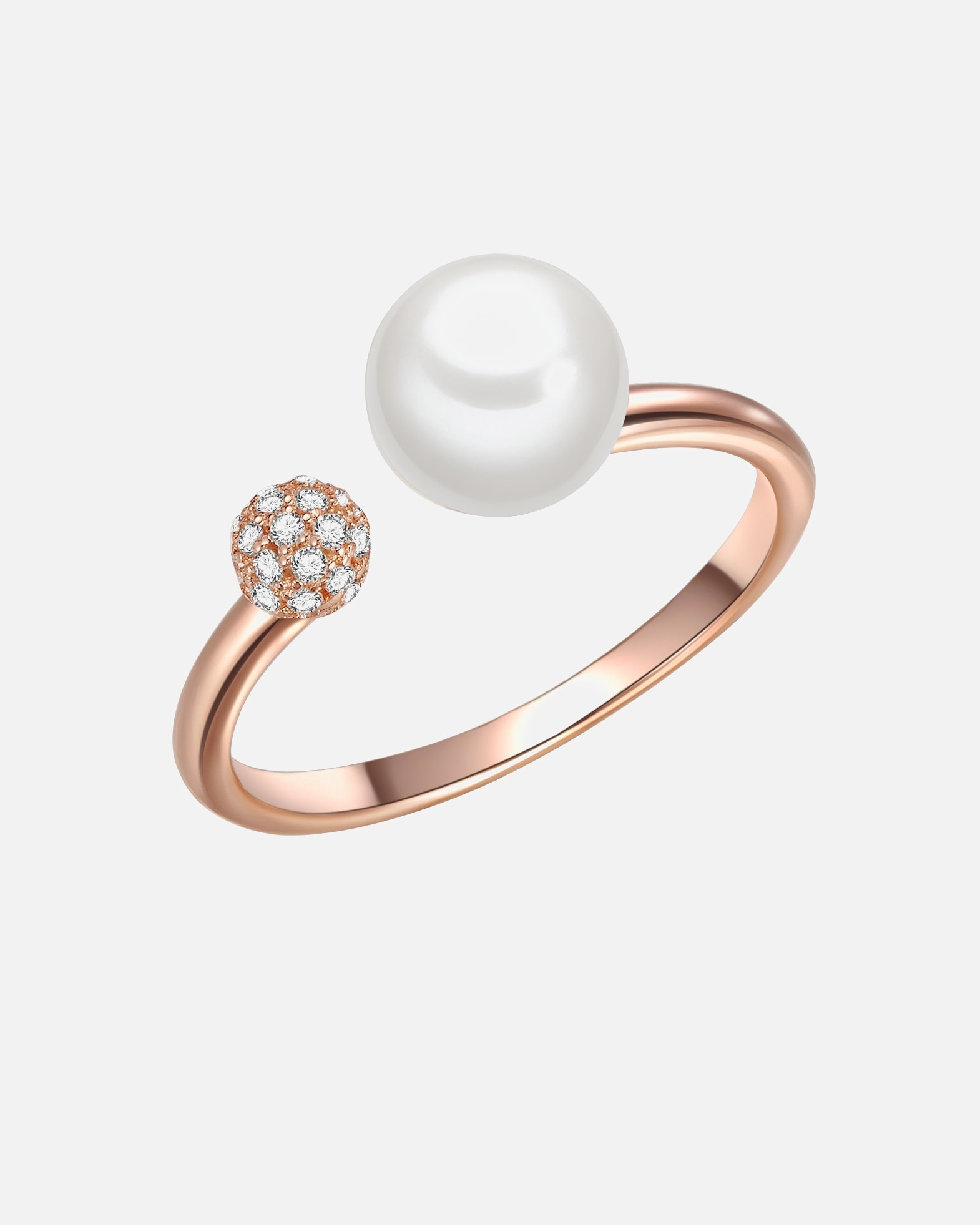 Pierścionek dla Kobieta Srebrny pierścionek srebro wysokiej próby Cyrkonia Perła hodowlana słodkowodna różowe złoto 56