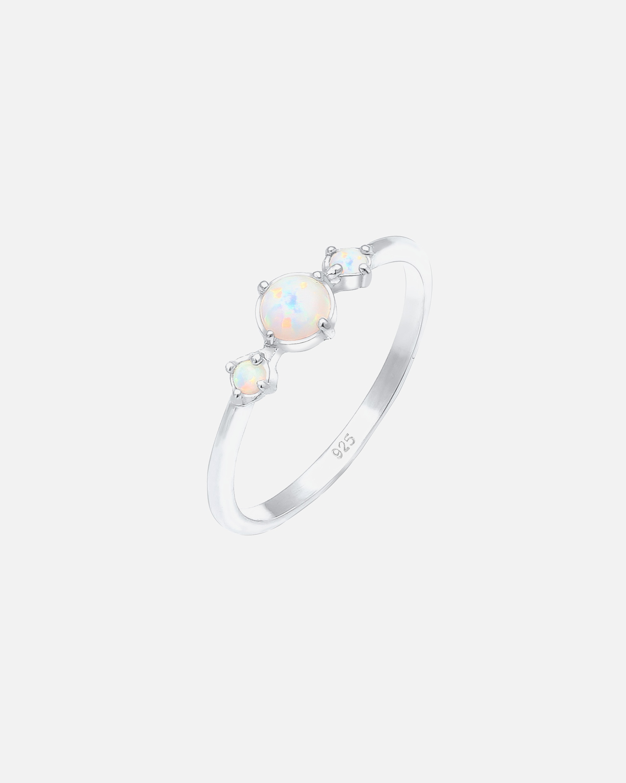 Pierścionek dla Kobieta Elli Damska obrączka Geo Vintage Trend z syntetycznym opalem w srebrze próby 925 Sterling Silver 52