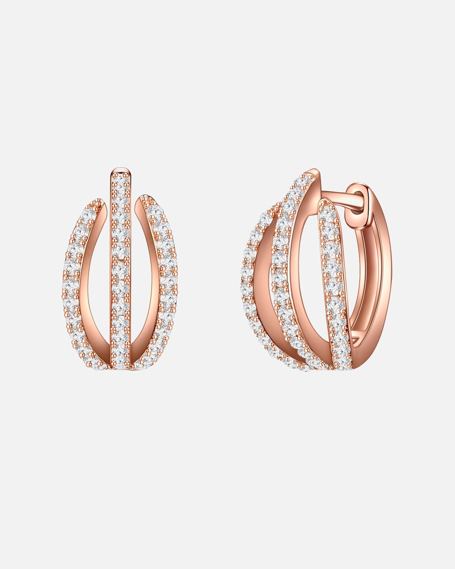 Kolczyki dla Kobieta Srebrne kolczyki kreole srebro wysokiej próby Cyrkonia różowe złoto 14,7 mm