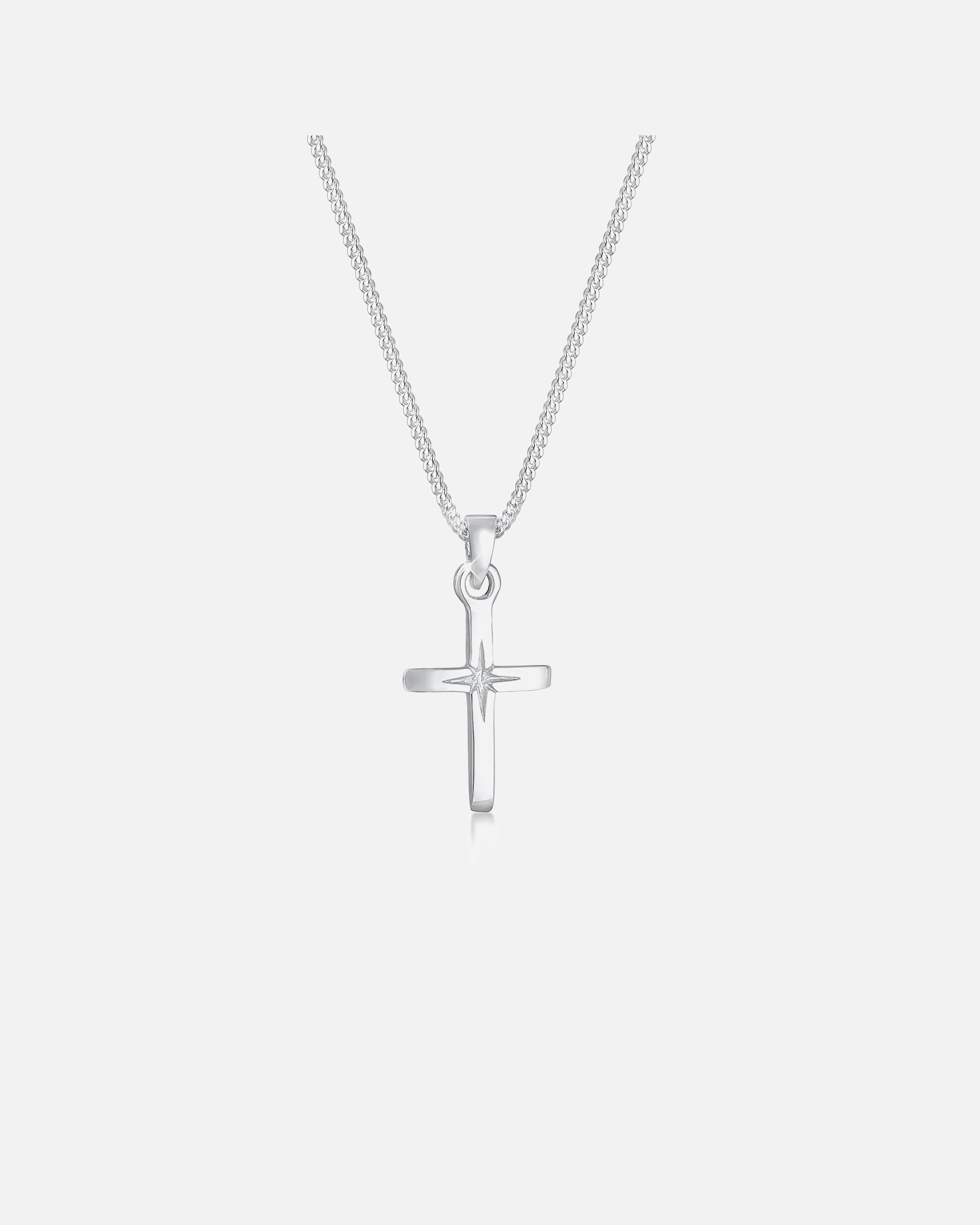 Naszyjnik dla Kobieta Elli Damska zawieszka krzyżyk wygrawerowana gwiazda w srebrze 925 Sterling Silver silberfarben