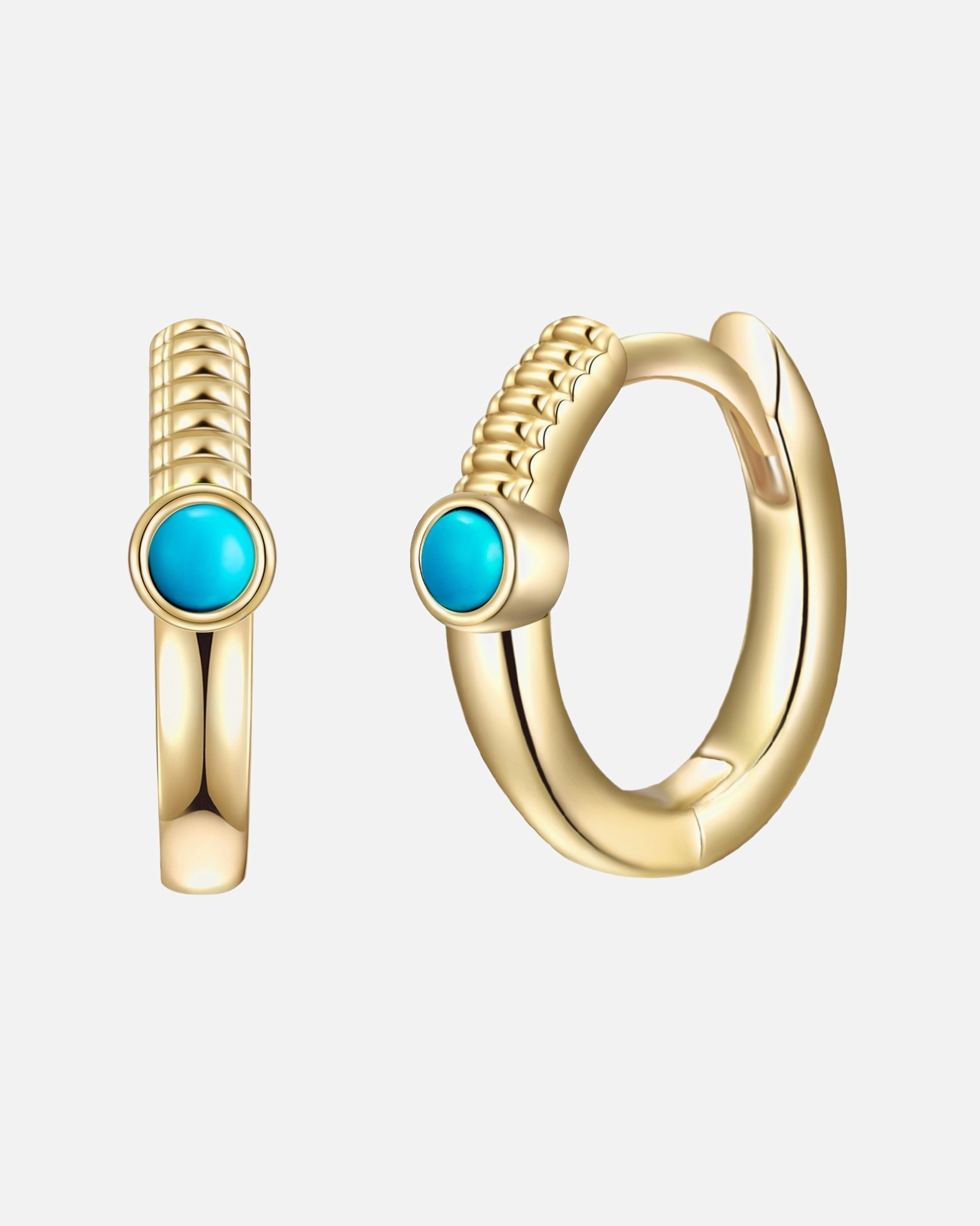 Kolczyki dla Kobieta Srebrne kolczyki kreole srebro wysokiej próby Turkusowy (rek.) żółte złoto 11,2 mm