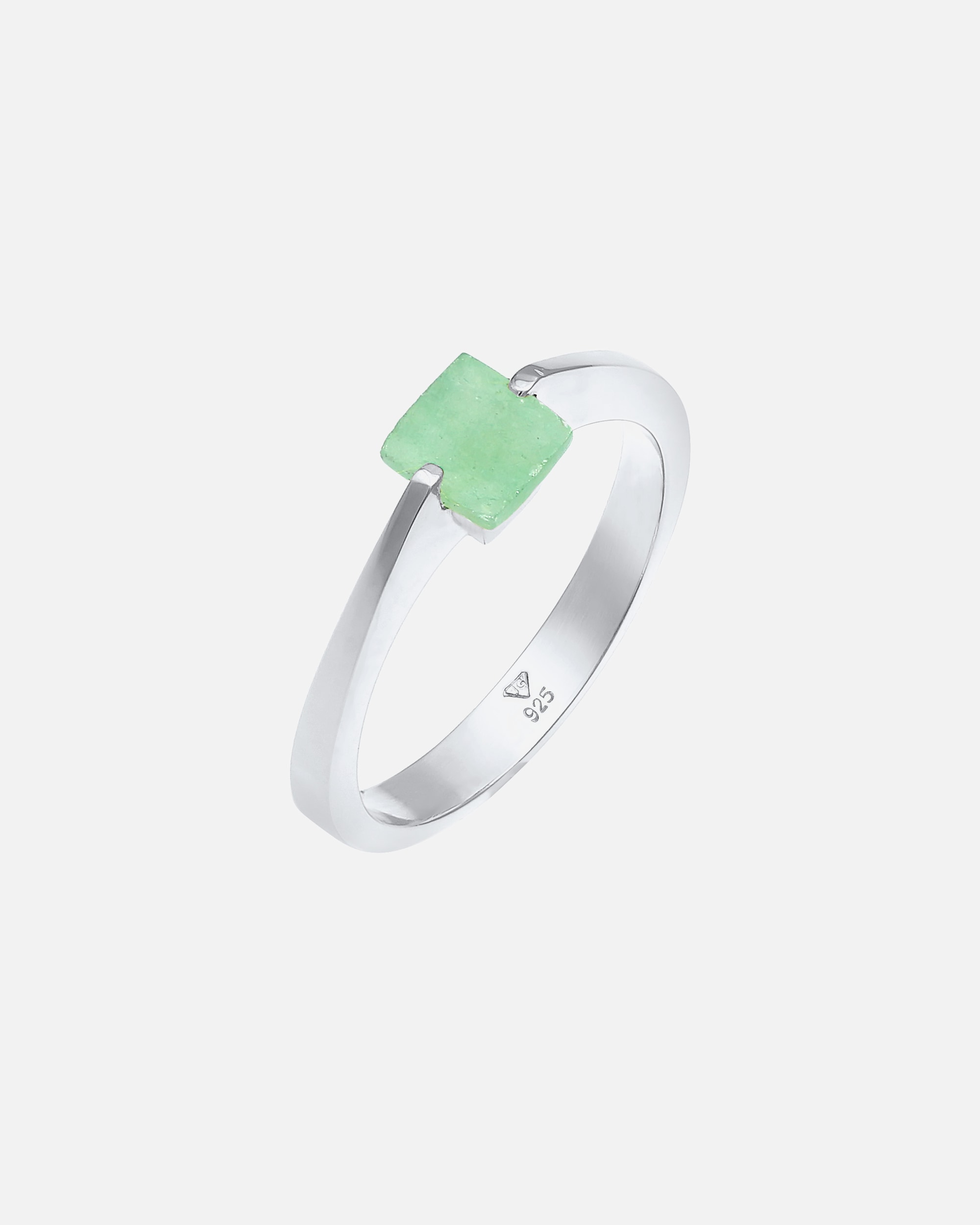 Pierścionek dla Kobieta Elli PREMIUM Damska klasyczna piramida elegancka z kamieniem jadeitowym w pozłacanym srebrze 925 Sterling Silver 66