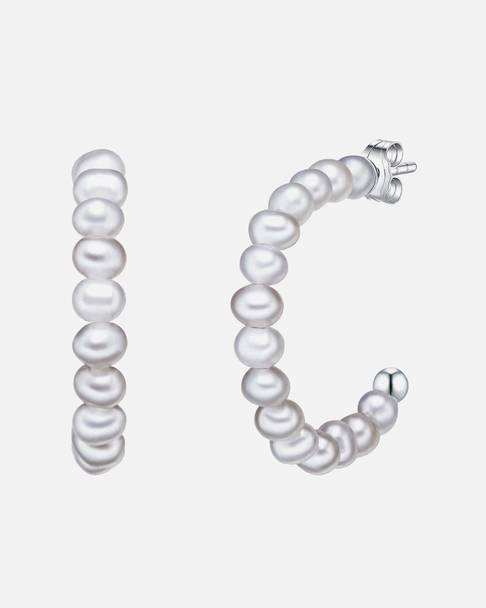 Obrączki dla Kobieta Valero Pearls Kreole z perłą srebro wysokiej próby Perła hodowlana słodkowodna srebrny 24,3 mm