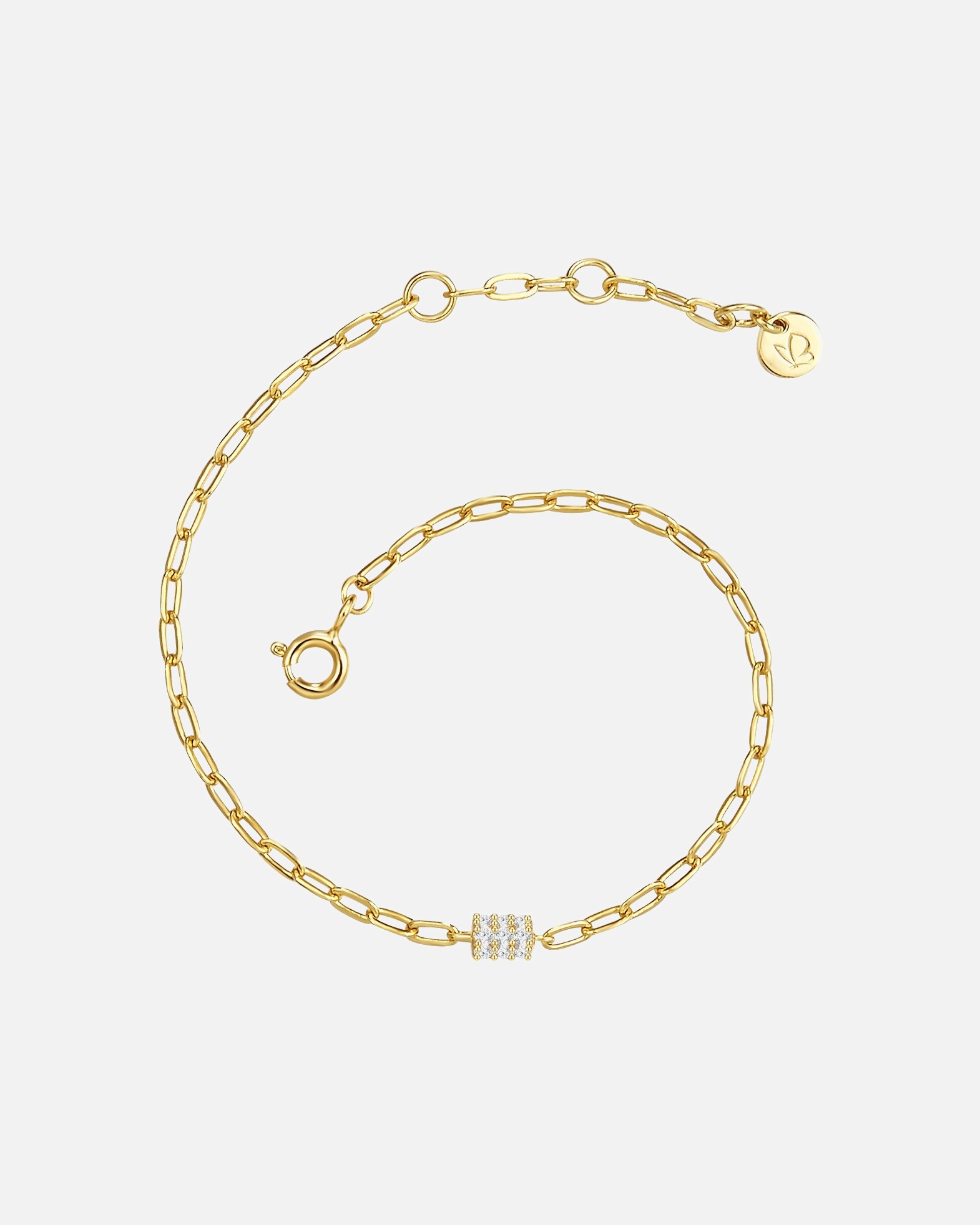 Bransoletka dla Kobieta Srebrna bransoleta srebro wysokiej próby Cyrkonia żółte złoto 15,0 cm Basislänge + 2,5 cm Verlängerung