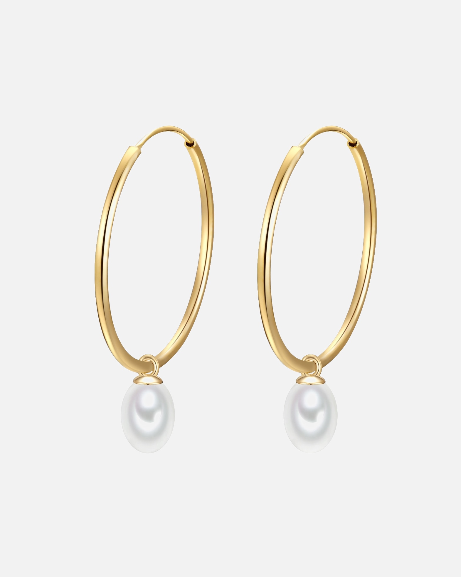 Obrączki dla Kobieta Glanzstücke München Srebrne kolczyki kreole srebro wysokiej próby Perła hodowlana słodkowodna żółte złoto 39,0 mm