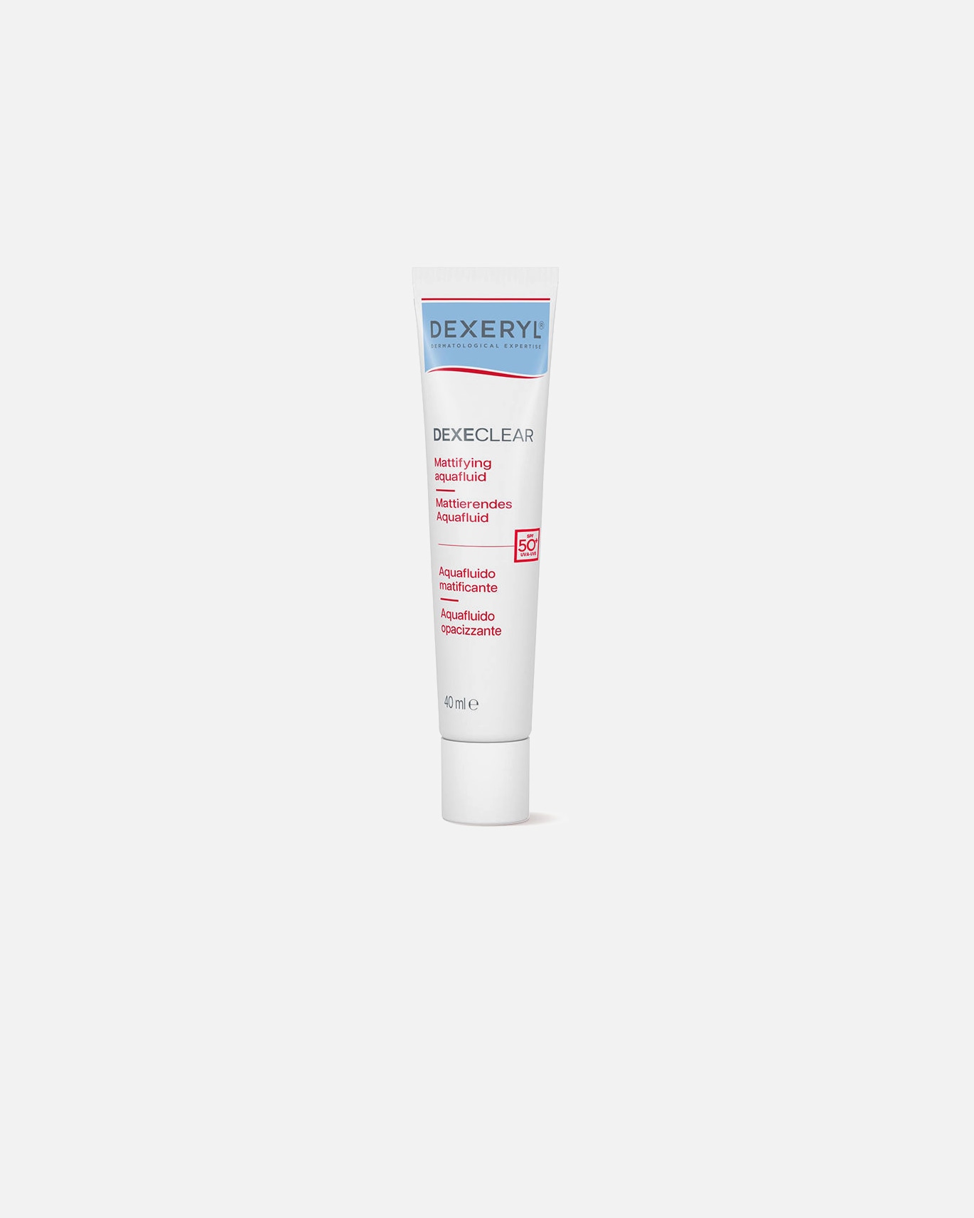 Krem do opalania dla Unisex DEXERYL Płyn aquamatifying DEXECLEAR SPF50+ 40 ml