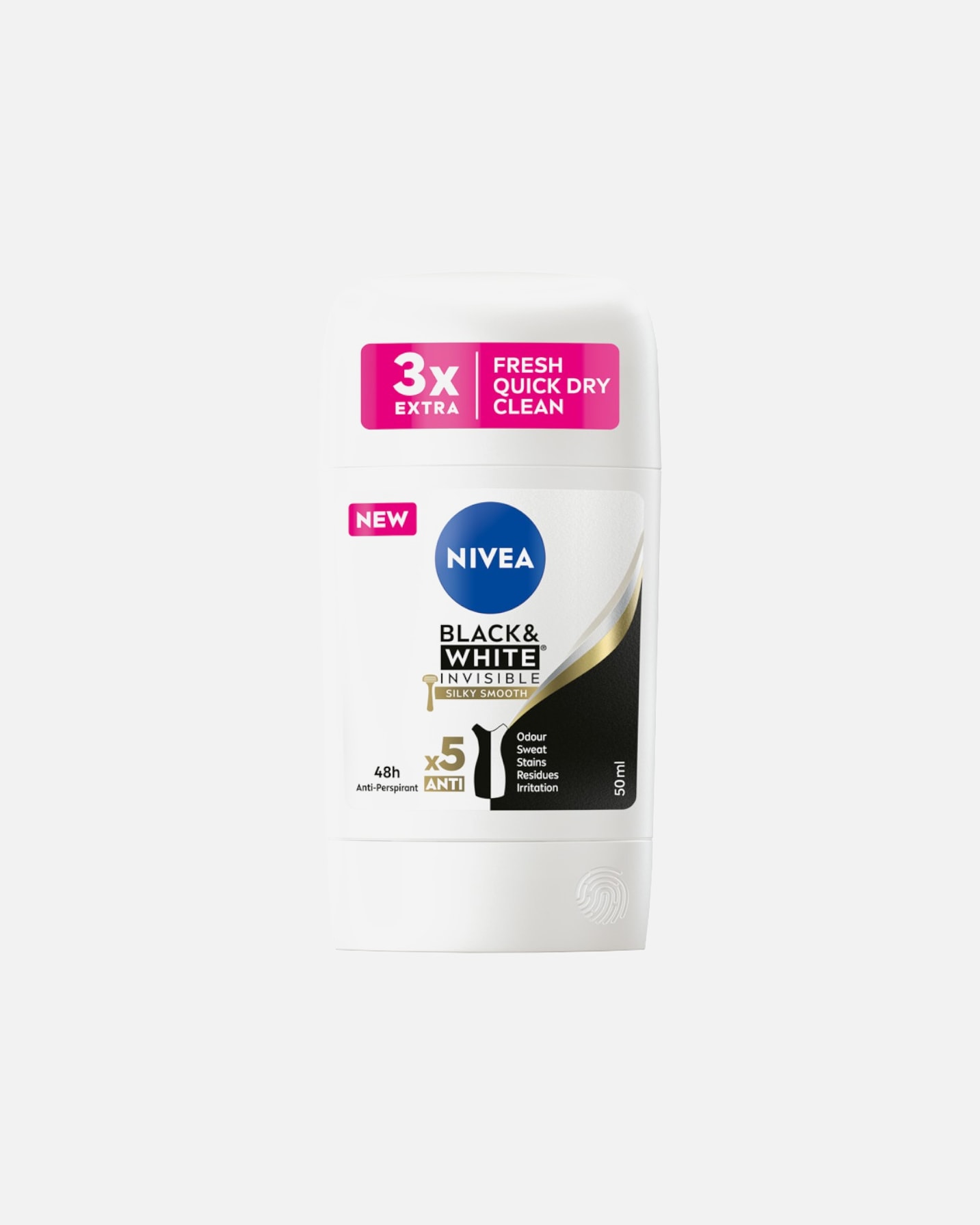 Dezodorant dla Unisex NIVEA Antyperspirant w sztyfcie Black & White Silky Smooth 50 ml