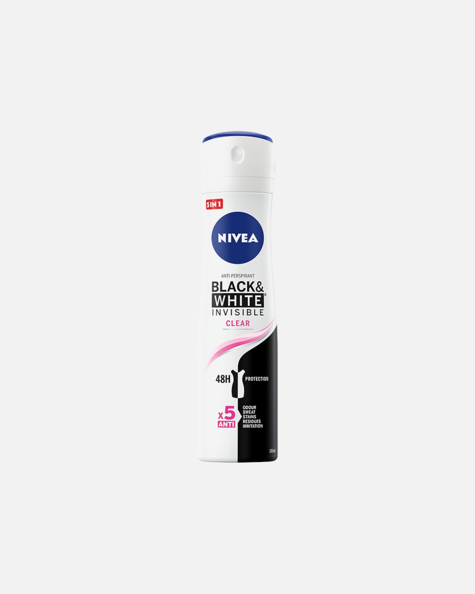 Antyprespirant dla Unisex NIVEA Black&White Invisible Clear Antyperspirant damski w spray'u 150 ml