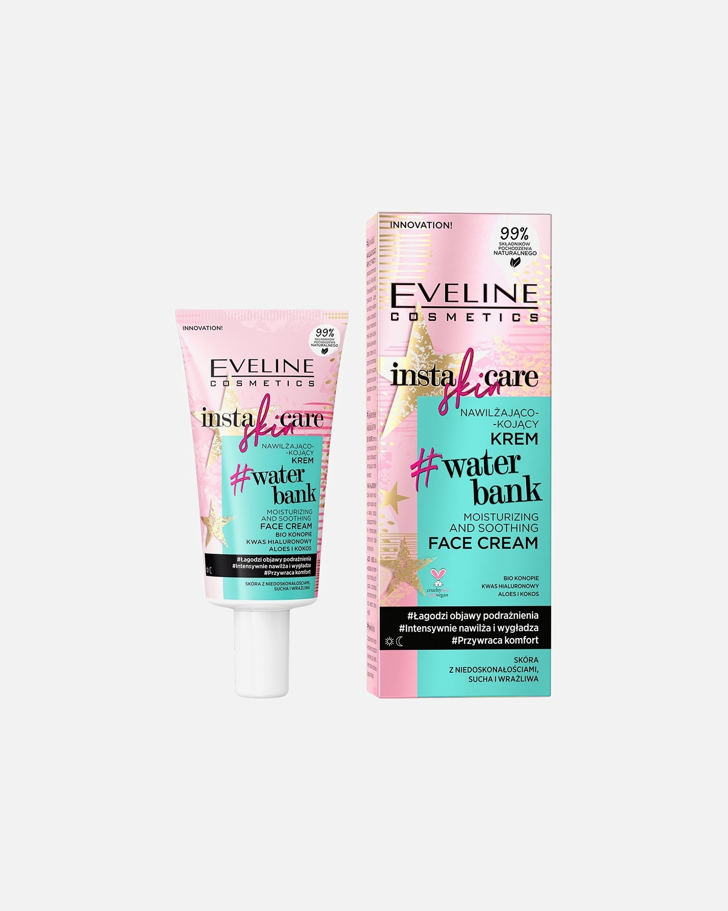 Krem do twarzy dla Unisex Eveline Cosmetics Insta Skin Care Nawilżająco-kojący krem na dzień i na noc 50 ml