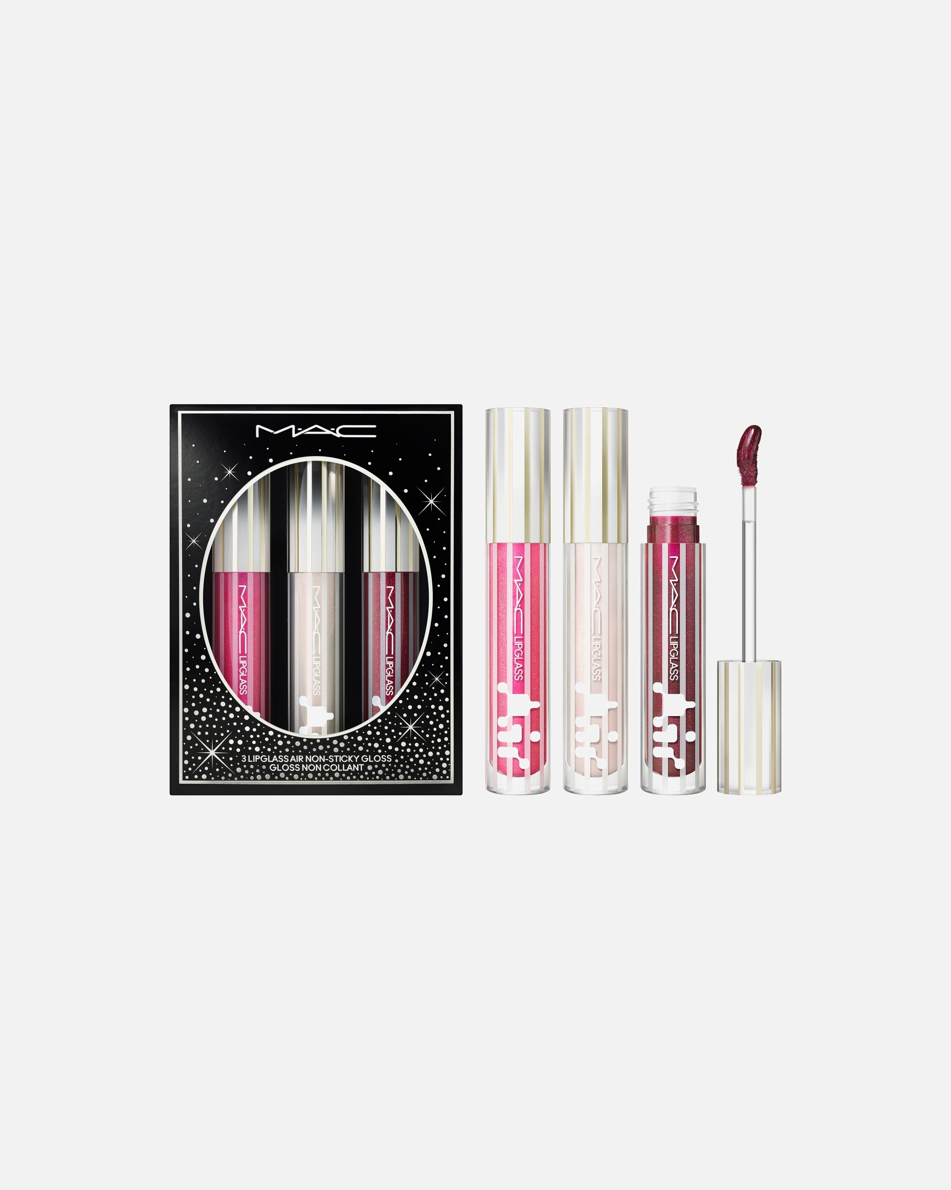 Zestaw do makijażu ust dla Unisex MAC Holiday Festive Affair Lipglass Air Trio 1 szt.