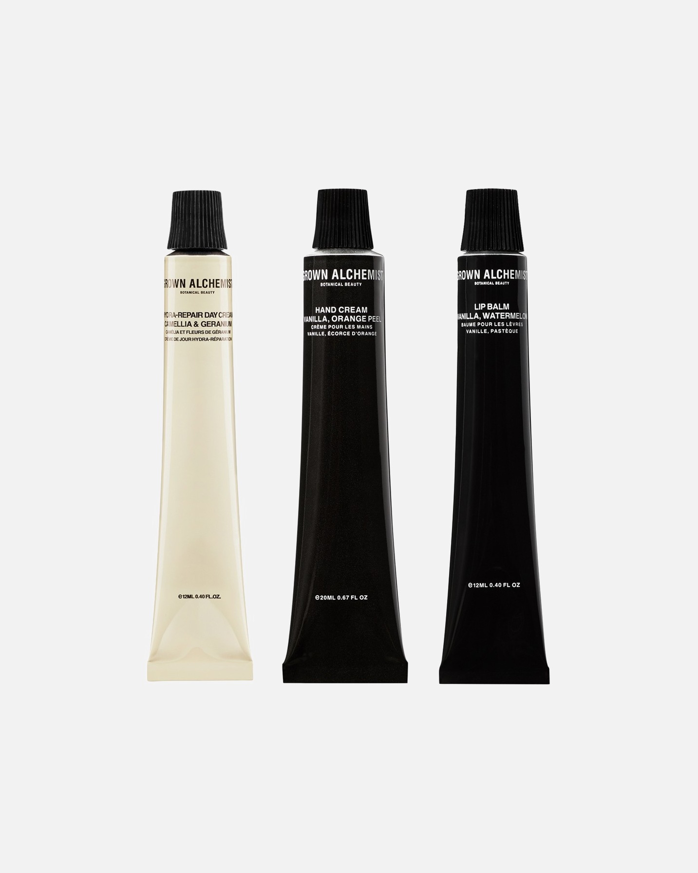Zestaw do pielęgnacji twarzy dla Unisex Grown Alchemist Grown Alchemist Amenity Kit Hydra-Repair Day Cream 12 ml + Lip Balm 12 ml + Hand Cream 20 ml 1 Stk.