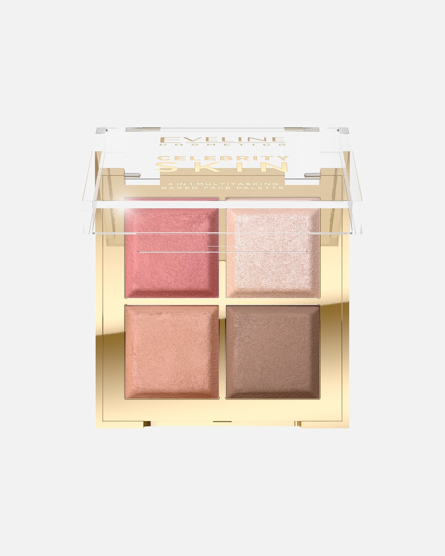 Rozświetlacz dla Unisex Eveline Cosmetics Celebrity skin Wypiekana paleta wielofunkcyjna do konturowania 4w1 16g