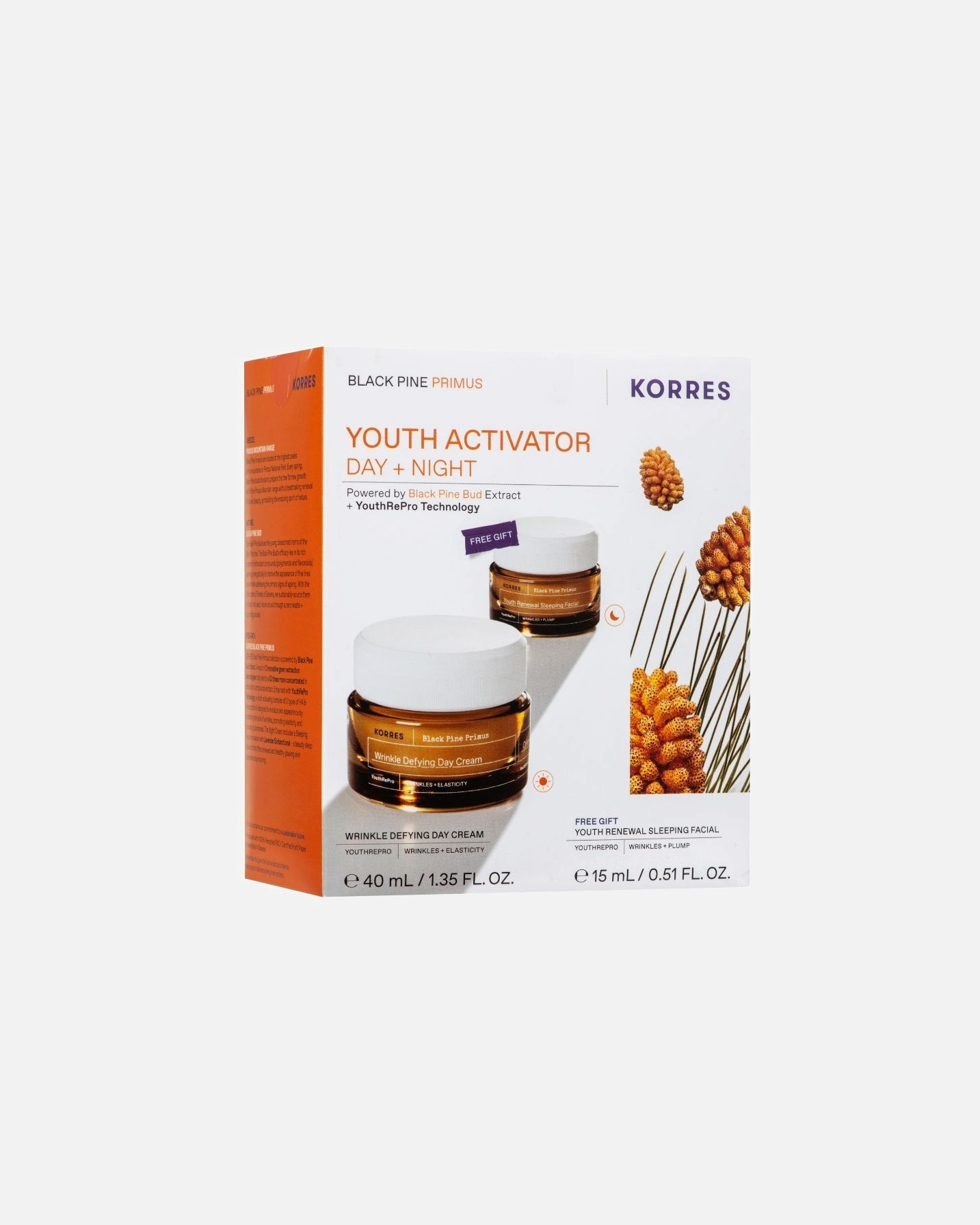 Zestaw do pielęgnacji twarzy dla Unisex KORRES Zestaw Pielęgnacyjny Black Pine Primus Krem na dzień + Krem na noc 1 szt.