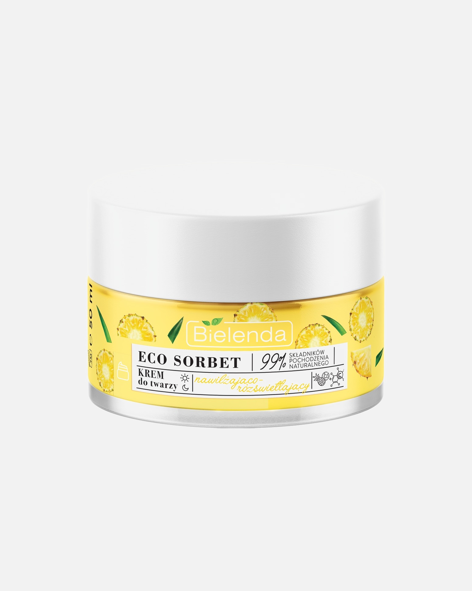 Krem do twarzy dla Unisex Bielenda ECO SORBET Ananas - krem - nawilżająco-rozświetlający 50 ml