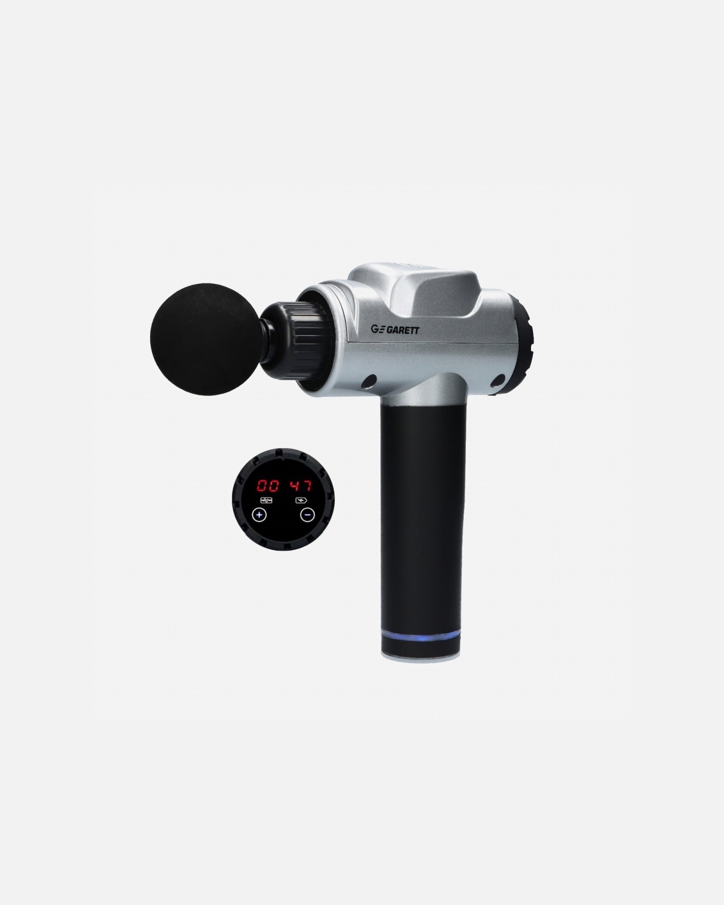 Akcesoria do masażu twarzy dla Unisex GARETT BEAUTY Pistolet do masażu Garett Beauty Powerful srebrny Pistolet do masażu Garett Beauty Powerful srebrny