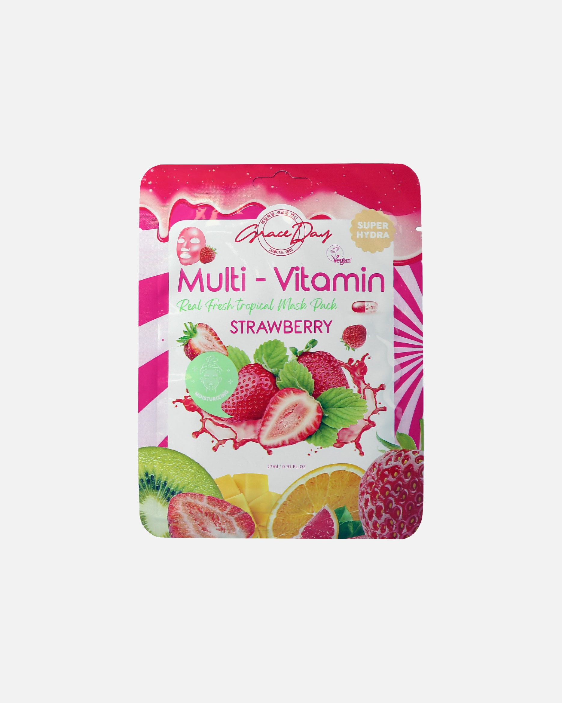 Maska w płachcie dla Unisex Grace Day Default Brand Line MULTI-VITAMIN Strawberry Mask Pack 27 ml