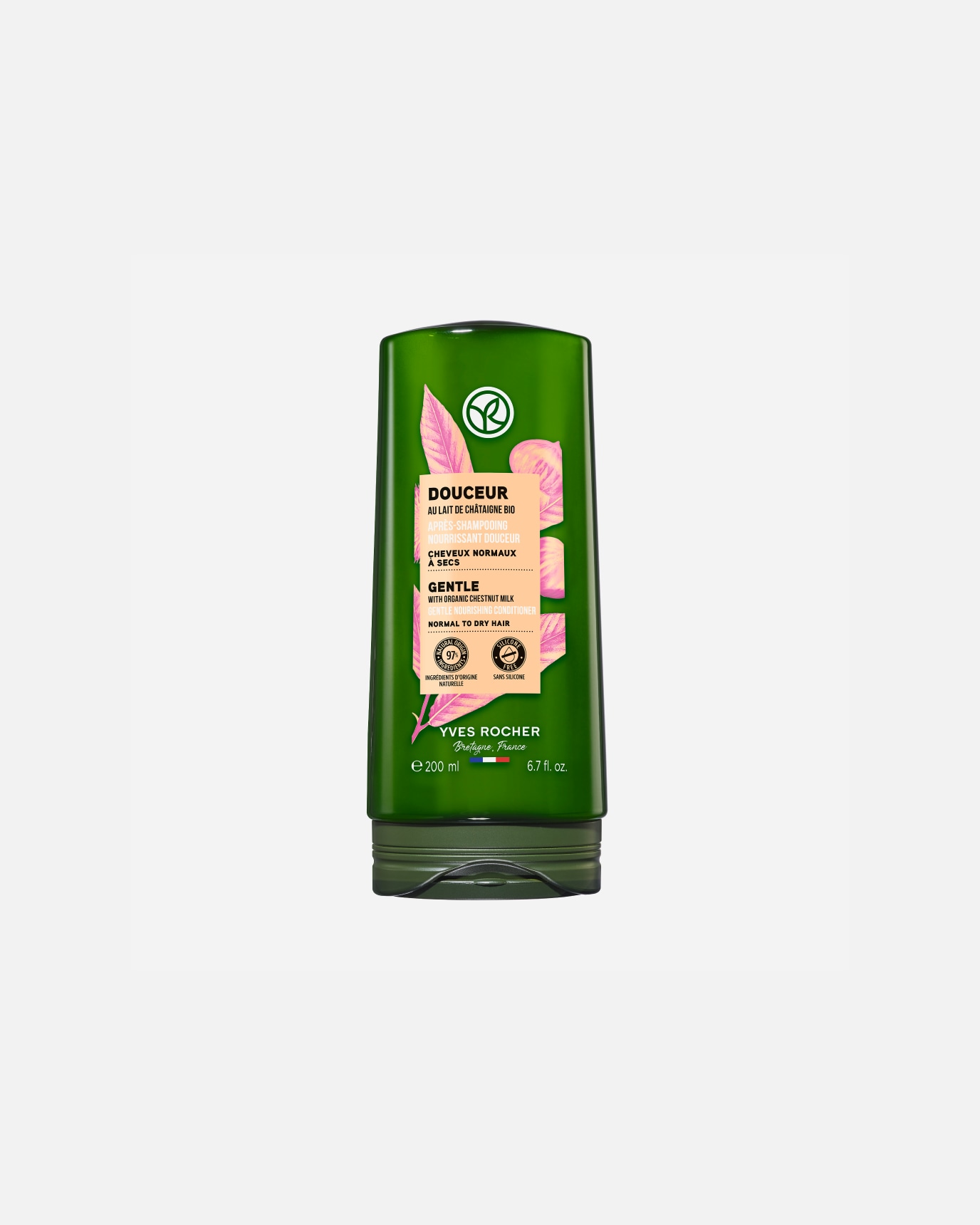Odżywka do włosów do spłukiwania dla Unisex Yves Rocher ŁAGODNA ODŻYWKA DO WŁOSÓW ODŻYWCZA Z MLEKIEM KASZTANOWYM BIO 200 ml